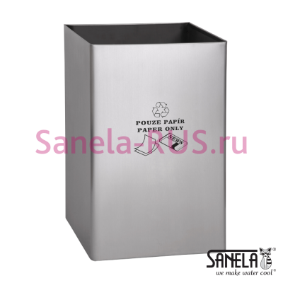 Нержавеющее мусорное ведро, надпись "только для бумаги" SLZN 49AB арт: 85491 Sanela Чехия (фото, схема)