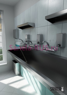 Нержавеющая раковина желоб медицинский 2250мм SLUN 56L арт: 93561 Sanela Чехия (фото, схема)