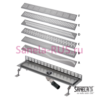 Нержавеющий водоотводящий желоб к стене, 1150мм SLKN 08A(X) - SLKN 08F(X)